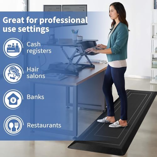 UKISS 9/10"" Extra Thick Cushioned Anti Fatigue Kitchen Mat, Waterproof High Density Foam Standing Desk Mat, Non-Slip Ergonomic Comfort Mat for Kitchen, Office,Workstation Black (Black, 20" X 48") - Image 7