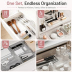 12 Pack Large Clear Drawer Organizer Trays, 3 Sizes, Non-Slip - Image 6