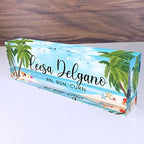 Artblox Office Desk Name Plate Personalized | Custom Name Plates for Desks | Sea Beach Design On Clear Acrylic Glass | Office Desk Decor - (8" x 2.5") by Artblox