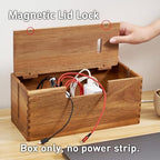 LiTY Acacia Wood Cable Management Box, Wooden Cord Hider & Organizer for Power Strip, Electrical Hiding, TV Wires, Desk & Floor Cables - Office Under Desk Cable Storage Box for Wire - Image 3