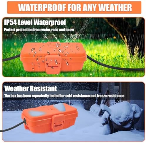 Hrensaw Small Weatherproof Electrical Connection Box(6 x 3.5 x 2.2inch),Outdoor Electrical Box,Waterproof Extension Cord Covers for Plug, Extension Cables, Holiday Lights,Orange (Pack of 2) - Image 4