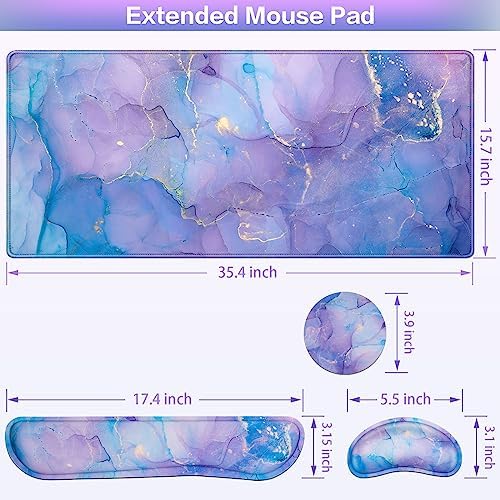 4-in-1 Mouse Pad with Wrist Rest Purple,35.4×15.7in Large Gaming Mouse Pad - Image 6