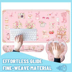 Pink Collage Desk Mat Set Coquette Floral Cute Aesthetic Large Mouse Pad with Wrist Rest 4in1 Desk Mat for Desktop Ergonomic Computer Desk Arm Wrist Anti-Slip Computer Mouse Pad Home Office Gaming - Image 4