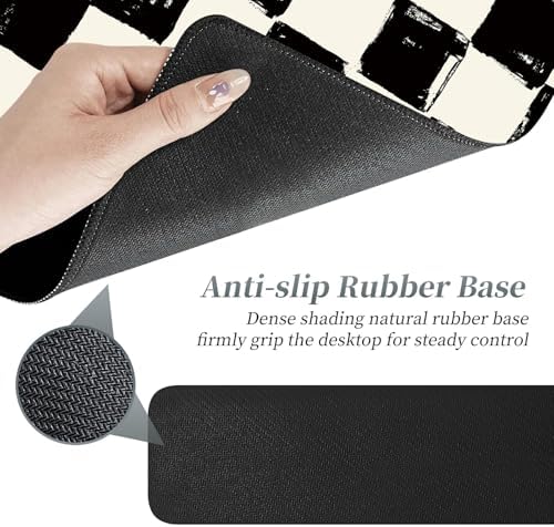 3Pcs Mouse Pad Set, Black White Checkerboard Large Gaming Mouse Pad with Stitched Edge, Ergonomic Memory Foam Keyboard Wrist Support and Mouse Wrist Rest Cushion, Pain Relief Non-Slip Desk Pad Combo - Image 4