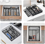 Neudeco Drawer Organizer Set, Black Mesh, 5 Pack - Image 6