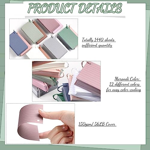 Ctosree 1440 Pcs Back to School Index Cards, 3 x 5 Inch, Novel Color - Image 3