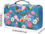 Colored Pencil Case - Large Capacity Colored Pencil Holder with Zipper Closure Twill Fabric Pencil Case for 300 Colored Pencils or 200 Gel Pen, Pencil Case Organizer for Artist (Blue Flower) - Image 2