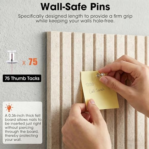 Large Cork Board for Walls 59" x 36",15 Pack 12"X12"Felt Bulletin Board Tiles with 120 Adhesive Tabs,Cork Board Alternative for Office Decor, Push Pin Board Wall Organizer-Oatmeal - Image 4