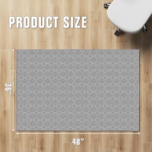 KMAT Office Chair Mat, 36x48in Heavy Duty Hardwood/Tile Floor Protector, Floor Mat Computer Desk Mat for Rolling Chairs, Work, Study, Office, Grey - Image 2