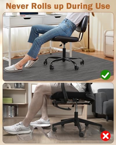 Blvornl Office Chair Mat for Hardwood Floor, 35.4"*47.2" Desk Computer Mat for Hard Wood, Large Anti-Slip Hard Floor Protector Rolling Chair Mat, PVC Desk Rug for Office Black - Image 4