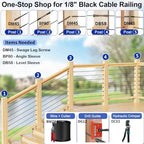 200 Pack Cable Railing Protector Sleeves for 1/8” Deck Railing System, Black Cable Railing Kit Hardware for Wood Post, T316 Stainless Steel Marine Grade DB58 - Image 5