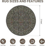 5FT Round Office Chair Mat for Hardwood Floor, Non-Slip Washable Moss Green - Image 7