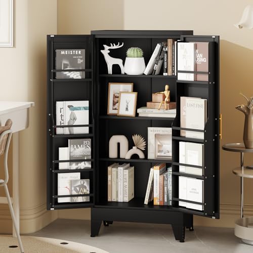 Black Kitchen Pantry Storage Cabinet, 48" Metal Storage Cabinet - Image 6