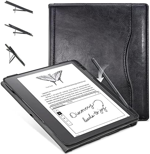E NET-CASE Case for Kindle Scribe 10.2 inch 2024 & 2022 Released, Multi-Viewing 360 Degree Rotating Cover with Stand, Auto Sleep/Wake with Pen Holder, (Black) by ENET-CASE