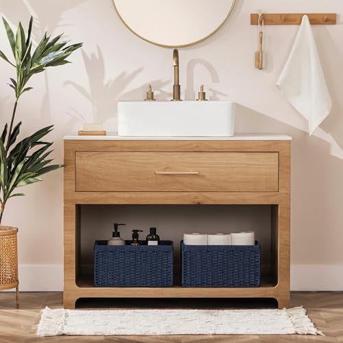 joybest Wicker Baskets for Shelves, Hand-woven Storage Baskets Green - Image 5