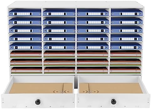 8 Tier Adjustable Literature Organizer, 32 Compartment with 2 Drawers Desktop File Mail Sorter Organizer File Classroom Student Mailbox Paper Bill Storage Cabinet for School Office Seminars - Image 4