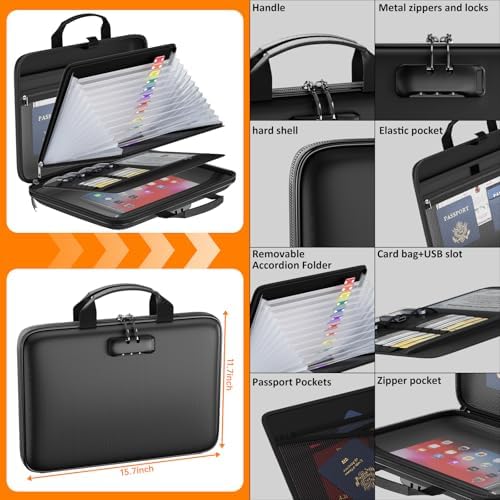 Tamfile Fireproof File Organizer with Lock,Hard Case Fireproof Document Box - Image 4