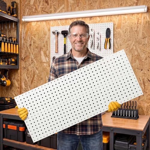 2 Pcs Metal Peg board Panels, White Peg boards Kit Wall Organizer - Image 2