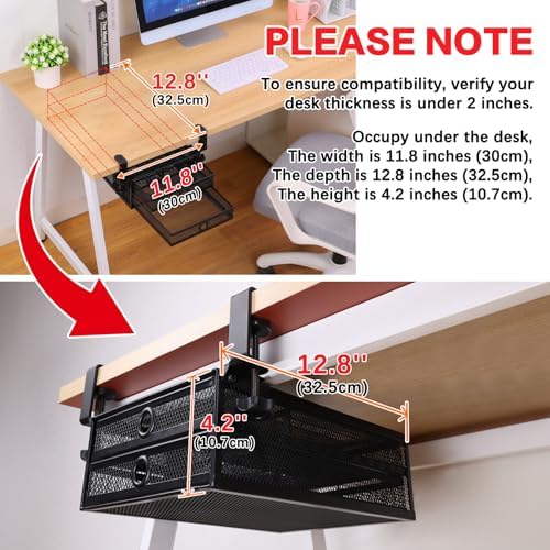 ROSYLINE Under Desk & Desktop Drawer Organizer, 2-Tier Big Capacity - Image 5