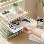 OPNICE Desk Organizer, 6-Tier Paper Organizer Letter Tray, Gold - Image 4