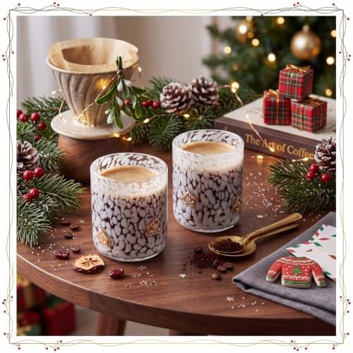 SiliFine 2 Pcs Gingerbread House Icon Juice Glasses - 14oz Christmas Stemless Wine Drinking Coffee Glass Cup for Home Party Supplies & Gift - Image 6