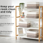 4 Pack Storage Baskets for Organizing, 12''Lx9''Wx8''H Woven Baskets for Storage Toys, Towels, Books, and Clothes, Cotton Rope Basket for Shelves with Handle - Image 3