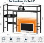 Desk Shelf, 38.6" Desk Hutch for Computer Monitor, Black - Image 2