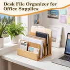 Bamboo Mail Organizer, File Holder for Office, Countertop - Image 3
