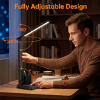 cozoo LED Desk Lamp USB A/C AC Pen Holder Dorm Home Office Desk Light Black - Image 6