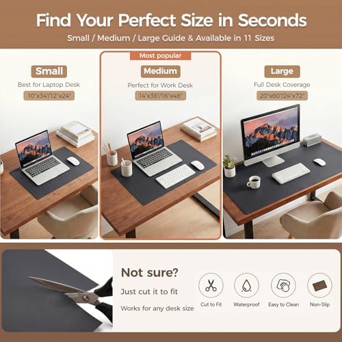 1.6mm Thick Leather 12x48 Inch Non-Slip Mat, Waterproof Countertop Protector, Kitchen Appliance Runner/Narrow Console Topper, Obsidian Black - Image 7