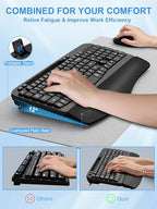 Hayyiesh Ergonomic Wave Keys Wireless Keyboard and Mouse Combo, Full Size with Memory Foam Wrist Rest & Phone Holder, 2.4G Cordless Set with USB-C Adapter for Windows Mac Desktop Laptop (Black) - Image 6