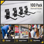 Moxweyeni 100 Pack Slatwall Hooks for Retail Garage Metal,4 Inch,Black - Image 5
