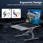 OMOTON More Stable Laptop Stand, Aluminum Adjustable Laptop Holder Stand for Desk, Ergonomic Detachable Notebook Riser Suitable for All Laptops (11-16 inch) - Image 4