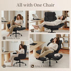 Office Chair with Flip Armrests,Big and Tall Office Chair with Foot Rest,Extra Wide Seat & Lumbar Pillow,Comfy Criss Cross Chair for Pets Sitting,Ergonomic Computer Gaming Chair,Teddy Fleece,Black - Image 3