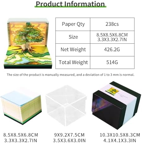 3D Calendar 2027,3D Memo Pad Time Piece Calendar 2027 Creative Desk Calendar Art Paper Sculpture Magic Tree, 2027 Tear Off Calendar DIY Decorative Gift - Image 6