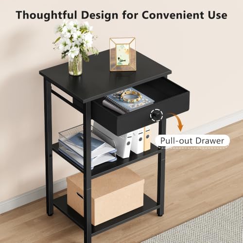 Gewudraw 3-Tier Printer Table for Home Office, Living Room, Bedroom, Black - Image 7