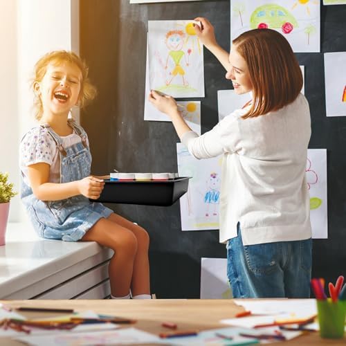 ShineMe 6 Pack Paper Trays for Classroom, Black Plastic Book Bins with Colorful Labels, Stackable Letter Size Storage Tray, Desk Organizer Tray for Home, School and Office - Image 6