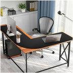 MAIDERN (47” + 47”) x 15.7” L Shaped Corner Desk Mat, Cork & Leather Reversible Desk Pad for Gaming Computer Office Home (Black) - Image 5