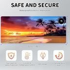 Heated Mouse Pad Hand Warmer, Warm Desk Pad Mousepad Desk Mat with 3 Levels Heating and Auto Shut Down 31.5 x 13 inch PU Leather Warmer Keyboard Mat for Gaming Laptop Office Home, Sunset Beach - Image 2