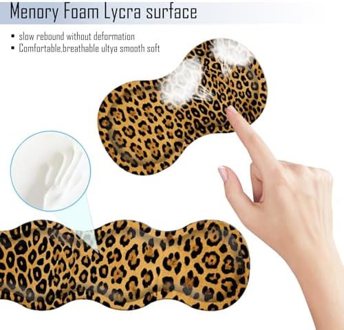TGFEWYTJYJ Extended Gaming Mouse Pad,Memory Foam Ergonomic Keyboard Mouse Wrist Rest Support Set,Large Desk Mat with Stitched Edges,Non-Slip Base Mousepad Home Office,Leopard Print - Image 5