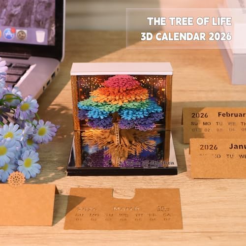 3d Calendar 2027,Hand Tear DIY Art 3d Calendar,Perfect Combination Of Artistic And Practical Design With Lights,Suitable For Note Taking,Decorative Ornaments,Holiday Gifts (colorful) - Image 2
