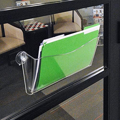 Azar Displays 250055 Clear Plastic Wall Mount File Holder with Suction Cups, 4-Pack - Image 2