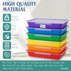 Tinlade 24 Pcs Classroom Paper Storage Bins with Lids, Rainbow, 13x10in - Image 3