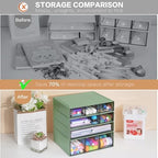 Desk Storage Organizer with 9 Drawers, 4 Tiers Stackable Desktop Craft Storage Drawers, Clear Storage Box Caddy for Stationary Makeup Jewelry Office Craft Supplies (Green) - Image 6