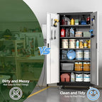 SUXXAN Garage Storage Cabinet with Pegboard,Shelves,Black-Silver - Image 3