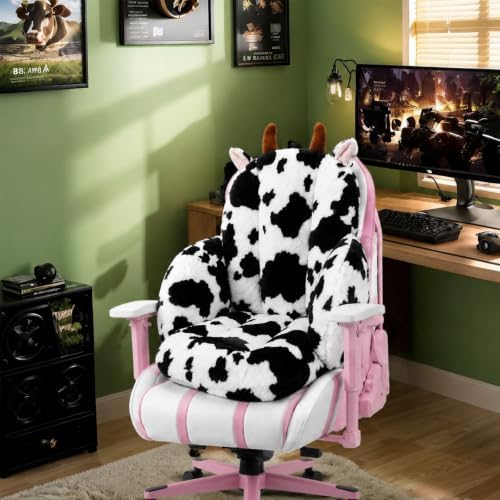 DOBUONO Comfy Office Chair Cushion: 17.5" L x 17.5" W x 18" H Cute Seat Cushion Kawaii Cushion for Gaming Chair with Backrest Non-Slip Floor Seating for Adults and Pets Cow Stuff for Room Decor - Image 5