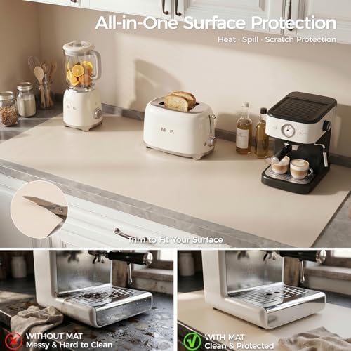 1.6mm Thick Leather 20x84 Inch Non-Slip Mat, Waterproof Countertop Protector, Extra Large Kitchen Counter/Banquet Table Mat, Creamy White - Image 4