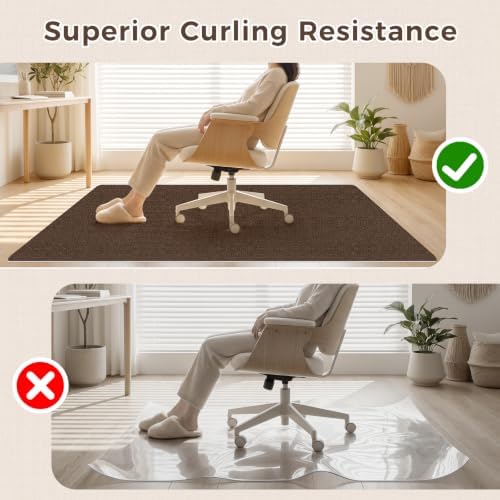 Sycoodeal Office Chair Mat for Hardwood Floor,Slip Resistant Floor Mat for Rolling Chairs,Easy to Clean,Large Floor Protector Office Computer Gaming Chair,Coffee(48"x60") - Image 5