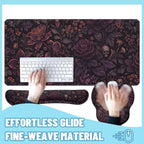 Dark Floral Desk Mat Set Gothic Skull Rose Large Mouse Pad with Wrist Rest 4in1 Desk Mat for Desktop Ergonomic Computer Desk Arm Wrist Anti-Slip Computer Ergonomic Mouse Pad Home Office Gaming - Image 4