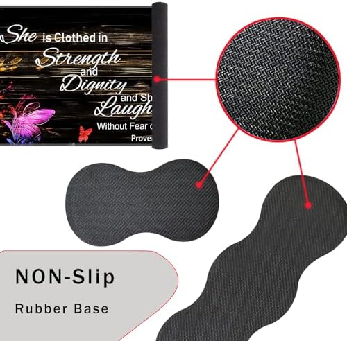 Keyboard Wrist Rest and Mouse Pad with Wrist Support Set Ergonomic Coaster,Memory Foam,Easy Typing Pain Relief,Large XL Desk Mat 31.5"x 11.8",Floral Butterfly Bible Verse Proverbs 31-25 - Image 3